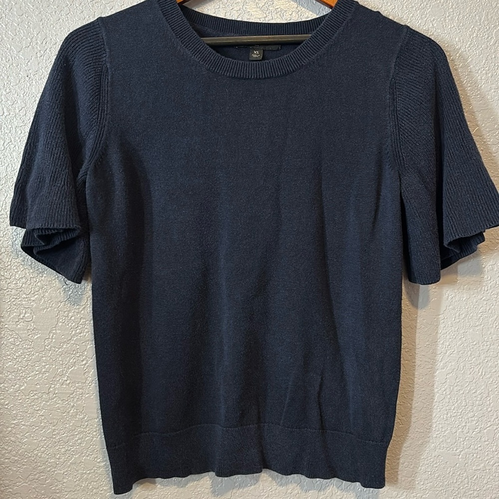Banana Republic Navy Flutter Sleeve Top